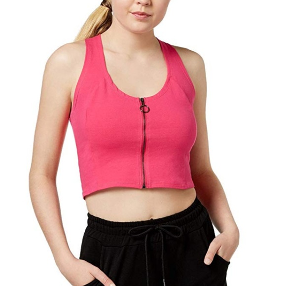 Material Girl Tops - Material Girl Active Juniors Zip Front Crisscross